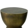 17 Inch Round End Accent Table; Cast Aluminum; Hourglass Shape; Antique Brass; Black; DunaWest - Default