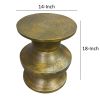 18 Inch Round Accent Side End Table; Turned Pedestal Base; Aluminum; Antique Gold Brass; DunaWest - Default