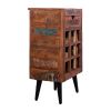 9 Bottle Storage Wine Rack Cabinet with 1 Drawer and Angled Metal Legs; Brown; DunaWest - Default