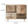 43 Inch Handcrafted Farmhouse Mango Wood Storage Buffet Cabinet with 2 Drawers; Rustic Brown; DunaWest - Default