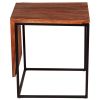 21 Inch Solid Acacia Wood Accent End Side Table; Live Edge; Metal Frame; Brown; Black; DunaWest - Default