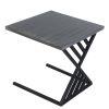 20 Inch Industrial Side End Table; Square Wood Top; C Shape Geometric Metal Frame; Gray; Black; DunaWest - Default