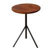 19 Inch Handcrafted Round Acacia Wood End Side Table; Sleek Tripod Metal Base; Walnut Brown; Black; DunaWest - Default