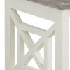 Solid Wood Farmhouse End Table with X Shape Side Panels; White and Brown; DunaWest - Default