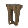 23 Inch Rectangular Glass Top Side Table; Chiseled Arch Panel Legs; Walnut; Smokey Black; DunaWest - Default